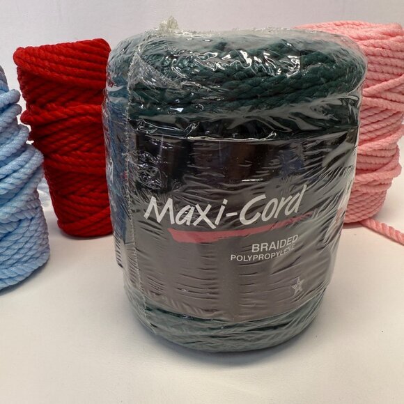Maxi-Cord Braided Polypropylene Macrame Cord Lot Green Red Blue Pink - Picture 2 of 9